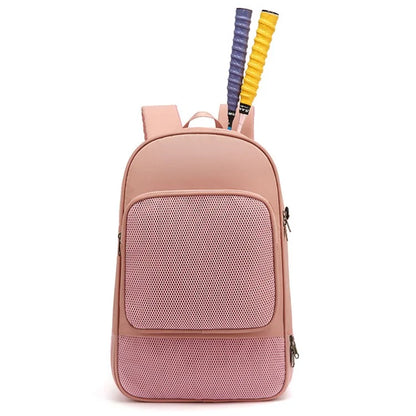 Tennis Badminton Sports Bag Racket Storage Nylon Backpack with Shoe Compartment, 31x19x46cm - Pink