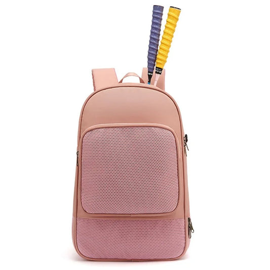 Tennis Badminton Sports Bag Racket Storage Nylon Backpack with Shoe Compartment, 31x19x46cm - Pink