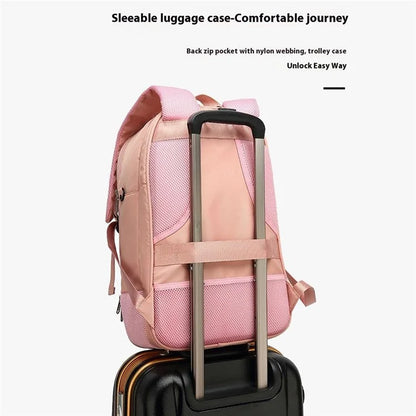 Tennis Badminton Sports Bag Racket Storage Nylon Backpack with Shoe Compartment, 31x19x46cm - Pink