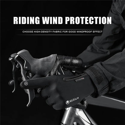 VILICO A0090 1 Pair Winter Warm Gloves Outdoor Cycling Windproof Touch Screen Full Finger Gloves