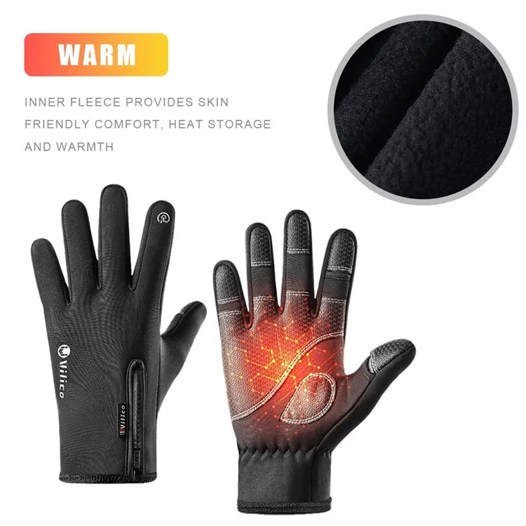 VILICO A0090 1 Pair Winter Warm Gloves Outdoor Cycling Windproof Touch Screen Full Finger Gloves