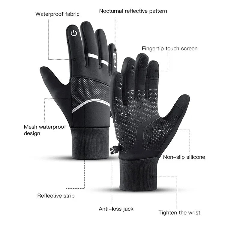 VILICO A0093 1 Pair Winter Sport Gloves Anti-skid Warm Touch Screen Full Finger Gloves