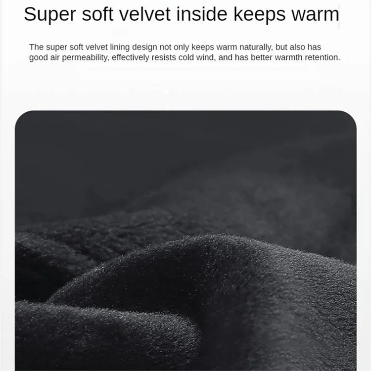 KYNCILOR A0032 1 Pair PU Leather Gloves Thermal Velvet Lining Touch Screen Function Hand Gloves Protector