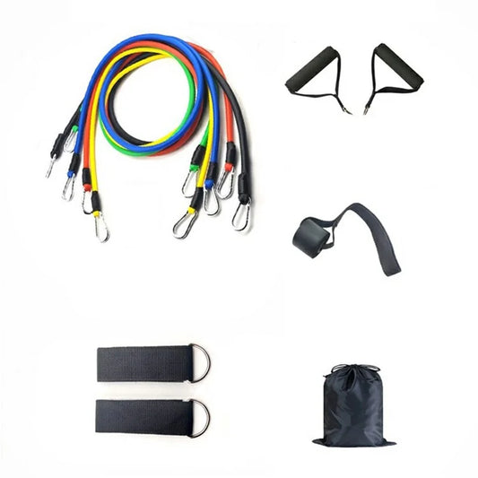 11Pcs / Set Fitness Resistance Band TPR+Nylon Workout Tension Puller Exercise Elastic Rope