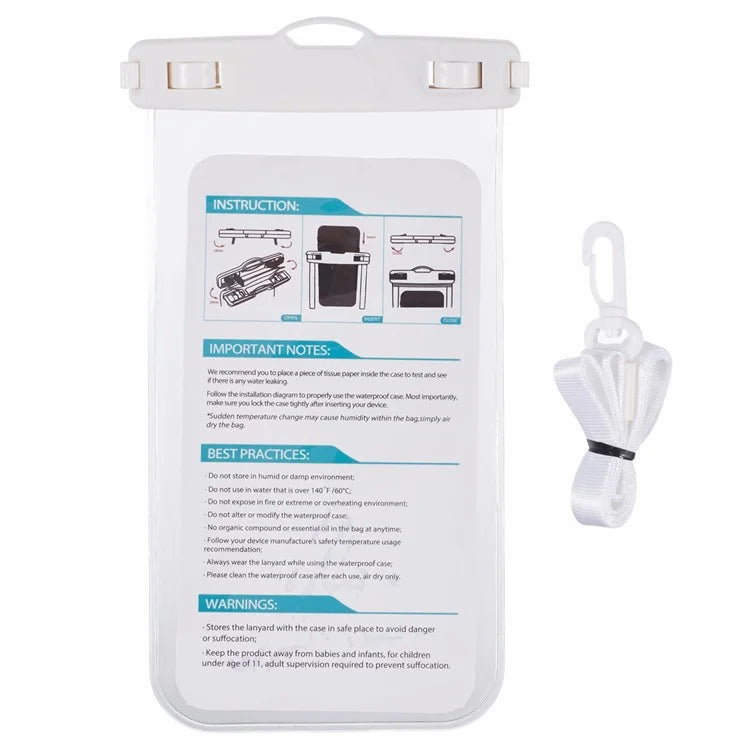 Waterproof Phone Pouch Case Holder for Under 6.5-inches Phone Underwater Clear Cellphone Dry Bag