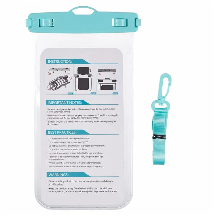 Waterproof Phone Pouch Case Holder for Under 6.5-inches Phone Underwater Clear Cellphone Dry Bag