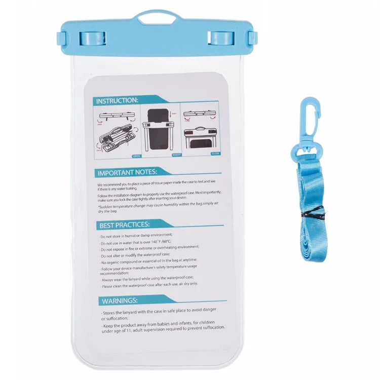 Waterproof Phone Pouch Case Holder for Under 6.5-inches Phone Underwater Clear Cellphone Dry Bag