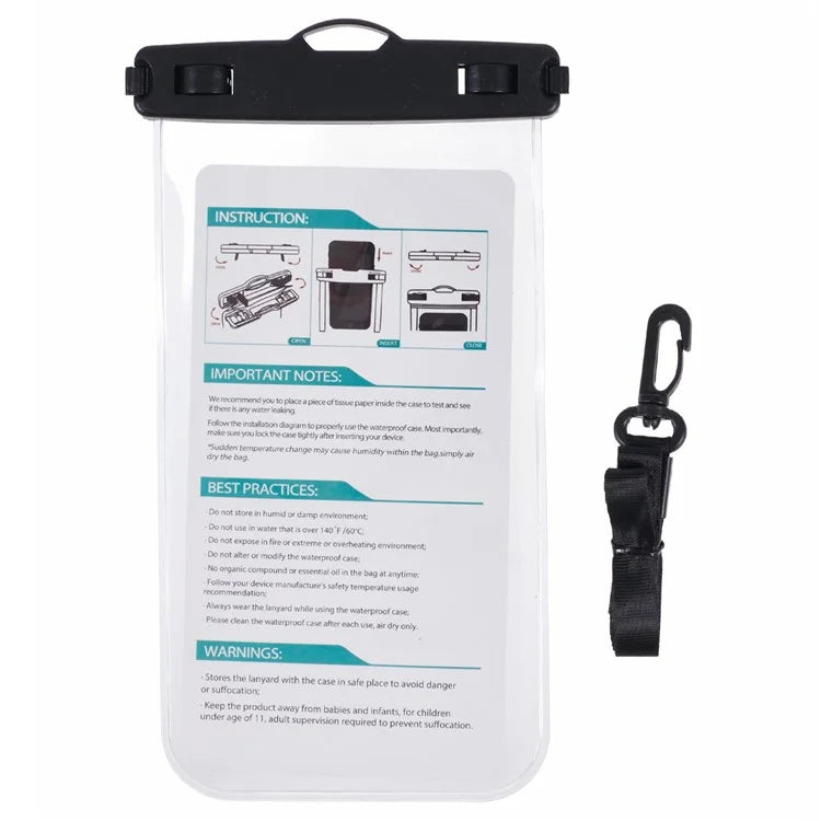 Waterproof Phone Pouch Case Holder for Under 6.5-inches Phone Underwater Clear Cellphone Dry Bag