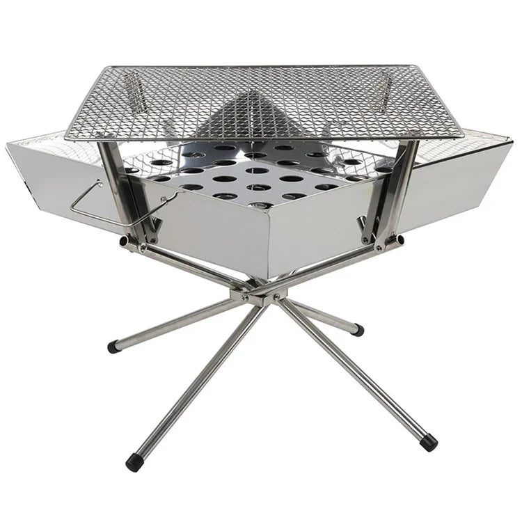 HALIN DS3302 Portable Outdoor Camping Picnic BBQ Grill Stainless Steel Charcoal Burning Cooking Stove (No FDA, BPA-Free)