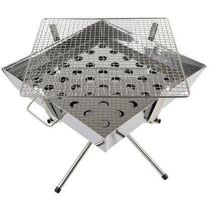 HALIN DS3302 Portable Outdoor Camping Picnic BBQ Grill Stainless Steel Charcoal Burning Cooking Stove (No FDA, BPA-Free)
