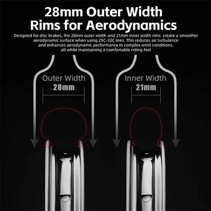 ROCKBROS 41210087 1 Pair Road Bike Wheels 50mm Depth T700 Carbon Fiber Cycling Wheelset
