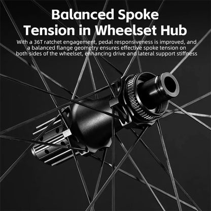 ROCKBROS 41210087 1 Pair Road Bike Wheels 50mm Depth T700 Carbon Fiber Cycling Wheelset
