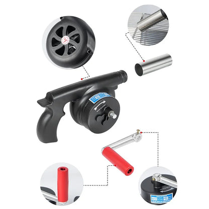 Large Size Barbecue Fire Burning Manual Air Blower Picnic Camping Stove Wind Blow Tool