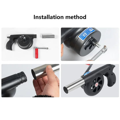 Large Size Barbecue Fire Burning Manual Air Blower Picnic Camping Stove Wind Blow Tool