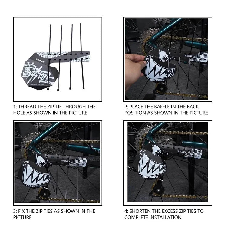 ENLEE E22103 Graffiti Mountain Bicycle Rear Derailleur Protector Cover with Cable Ties