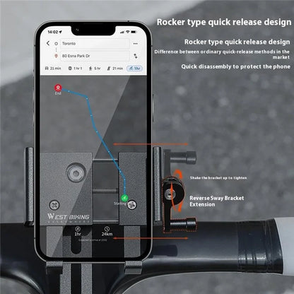 WEST BIKING YP0715080 Bike Aluminum Alloy Phone Holder Mount Cycling Bicycle GPS Bracket