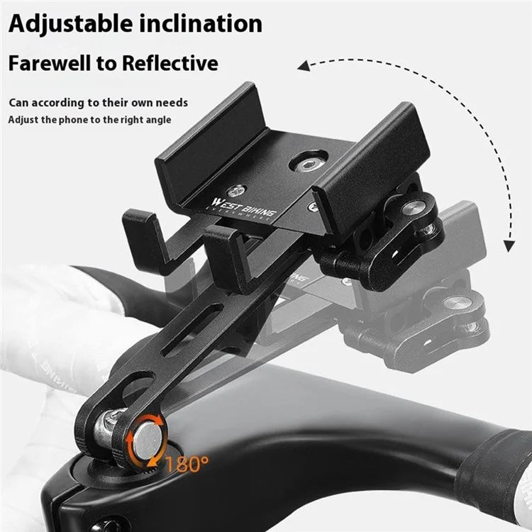 WEST BIKING YP0715080 Bike Aluminum Alloy Phone Holder Mount Cycling Bicycle GPS Bracket