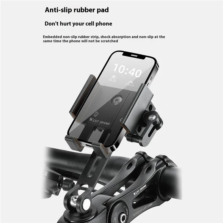 WEST BIKING YP0715080 Bike Aluminum Alloy Phone Holder Mount Cycling Bicycle GPS Bracket