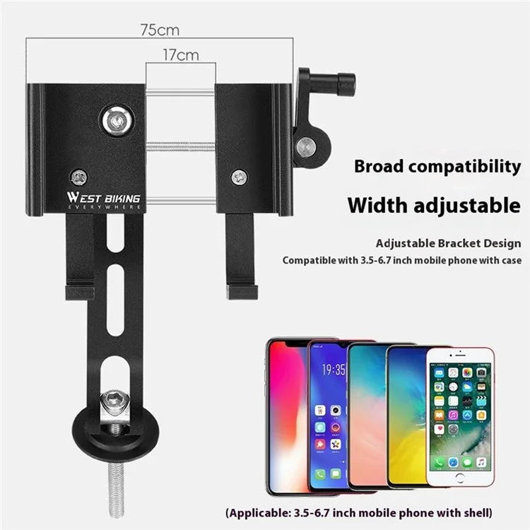 WEST BIKING YP0715080 Bike Aluminum Alloy Phone Holder Mount Cycling Bicycle GPS Bracket