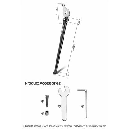 ROCKBROS JC-D1 Bike Kickstand 16'' Adjustable Rear Mount Aluminum Alloy Bike Parking Kickstand Holder Footrest