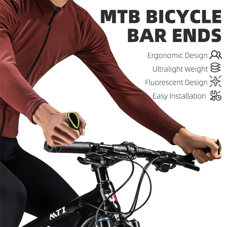 WEST BIKING YP0804073 Nylon Fiber Composite Handlebars Bicycle Vice Handle with Adjustable Angle Night Glow MTB Grips