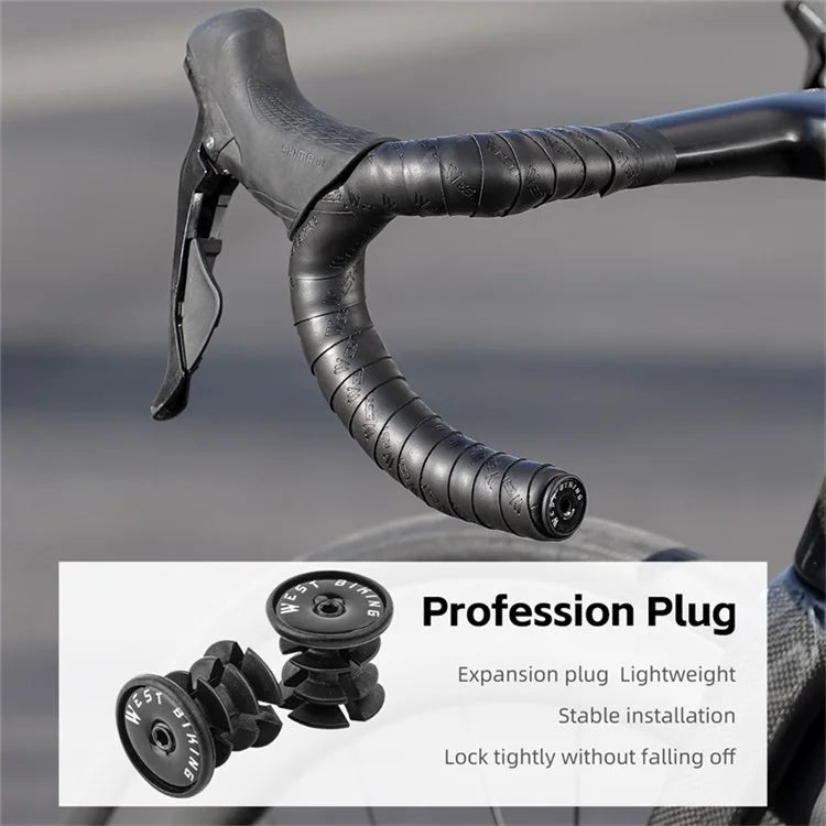 WEST BIKING YP0804075 2Pcs PU Leather+EVA Handlebar Tape Road Bike Handle Wrap