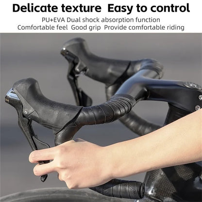 WEST BIKING YP0804075 2Pcs PU Leather+EVA Handlebar Tape Road Bike Handle Wrap