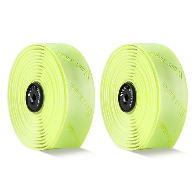 WEST BIKING YP0804075 2Pcs PU Leather+EVA Handlebar Tape Road Bike Handle Wrap