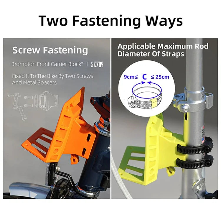 RHINOWALK SK701 For Brompton Bicycle Front Carrier Block Load-Bearing Base DIY Bike Bag Mount Adapter