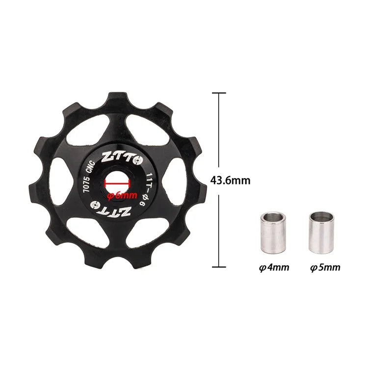 ZTTO 11T Rear Derailleur Pulley Bike Bicycle Metal Bearing Jockey Wheel Aluminium Alloy Rear Derailleur Guide Roller