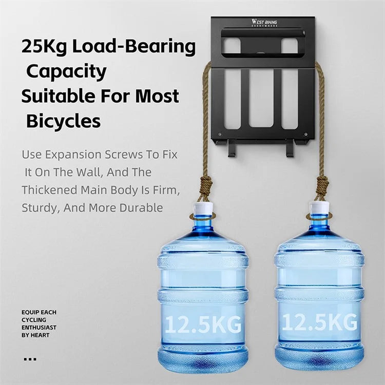 WEST BIKING YP0712039 Bicycle Wall Rack Hot-Rolled Steel Road Bike Wall-Mounted Shelf