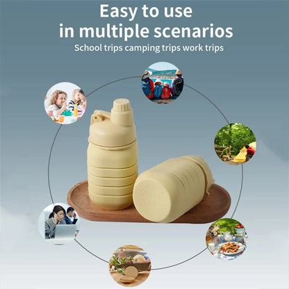 500ml Collapsible Water Bottle Outdoor Camping Leakproof Silicone+PP Bottle (No FDA, BPA Free)