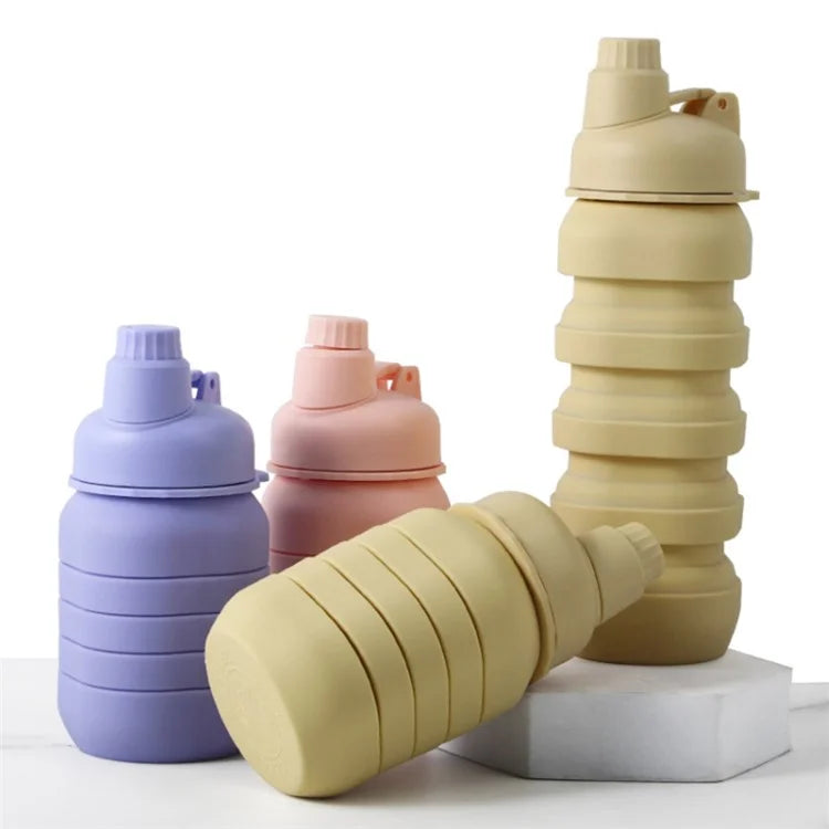 500ml Collapsible Water Bottle Outdoor Camping Leakproof Silicone+PP Bottle (No FDA, BPA Free)