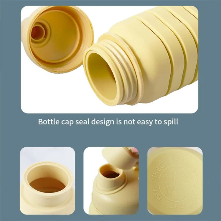 500ml Collapsible Water Bottle Outdoor Camping Leakproof Silicone+PP Bottle (No FDA, BPA Free)