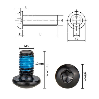 ZTTO 12Pcs M5x10mm Bicycle Disc Screw Alloy Steel Mountain Bike Disc T25 Screws