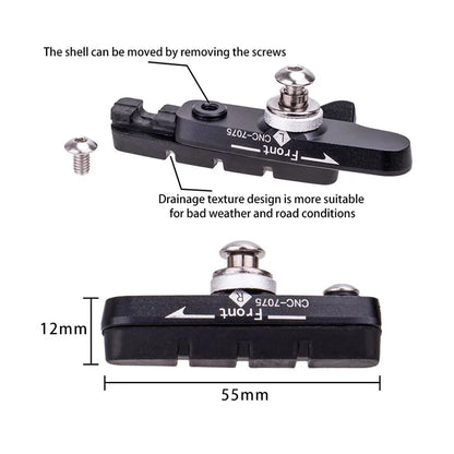 ZTTO 1 Pair Road Bike C-Brake Pad Aluminum Alloy Brake Block Bicycle Parts