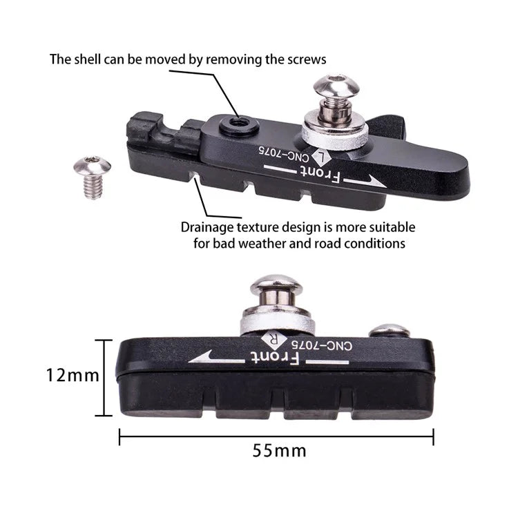 ZTTO 1 Pair Road Bike C-Brake Pad Aluminum Alloy Brake Block Bicycle Parts