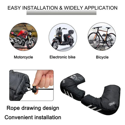 MYDAYS OUTDOOR 1 Pair Reflective Bike Handlebar Cover 420D Oxford Cloth Warm Road Bicycle Handlebar Sleeve