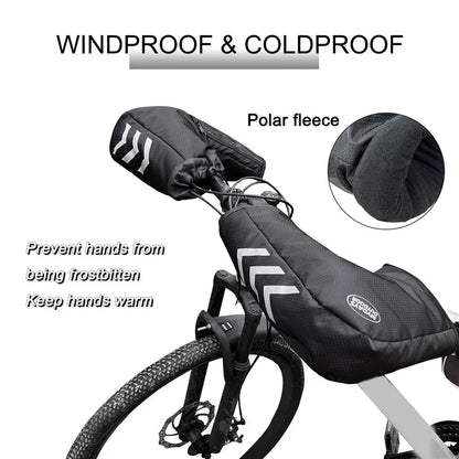 MYDAYS OUTDOOR 1 Pair Reflective Bike Handlebar Cover 420D Oxford Cloth Warm Road Bicycle Handlebar Sleeve