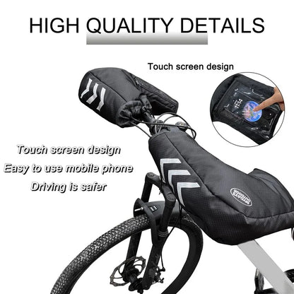 MYDAYS OUTDOOR 1 Pair Reflective Bike Handlebar Cover 420D Oxford Cloth Warm Road Bicycle Handlebar Sleeve
