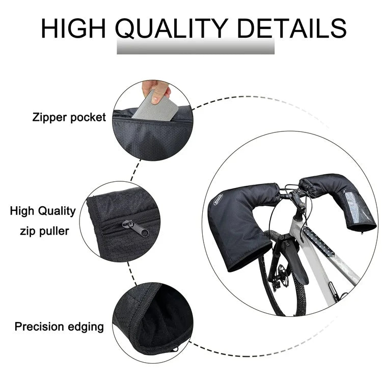 MYDAYS OUTDOOR 1 Pair Reflective Bike Handlebar Cover 420D Oxford Cloth Warm Road Bicycle Handlebar Sleeve