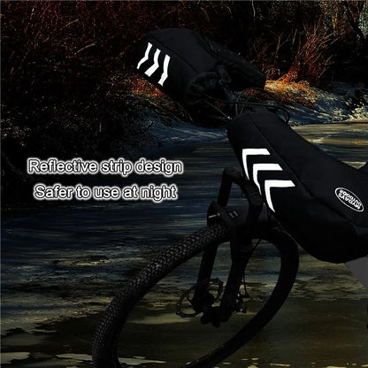 MYDAYS OUTDOOR 1 Pair Reflective Bike Handlebar Cover 420D Oxford Cloth Warm Road Bicycle Handlebar Sleeve