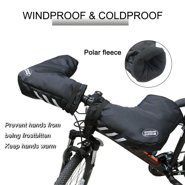 MYDAYS OUTDOOR 848201 Reflective Bike Handlebar Cover 420D Oxford Cloth Warm Handlebar Sleeve, 60x16x22cm