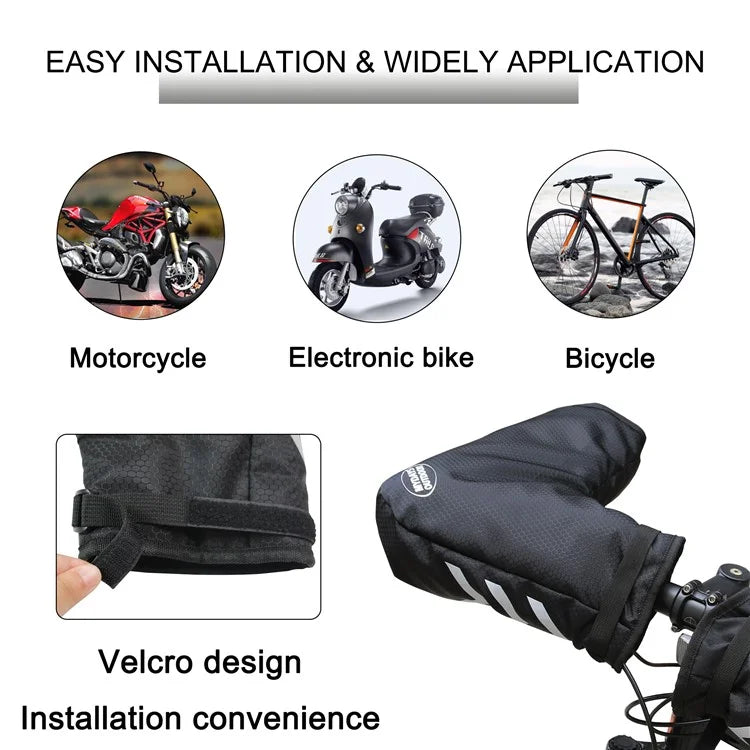 MYDAYS OUTDOOR 848201 Reflective Bike Handlebar Cover 420D Oxford Cloth Warm Handlebar Sleeve, 60x16x22cm