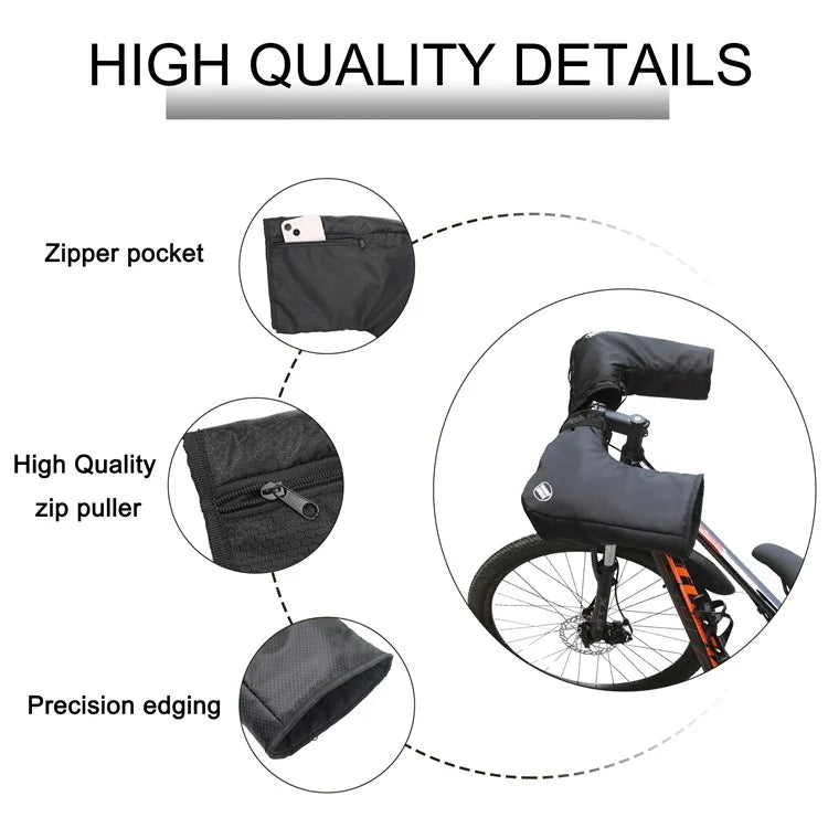 MYDAYS OUTDOOR 848201 Reflective Bike Handlebar Cover 420D Oxford Cloth Warm Handlebar Sleeve, 60x16x22cm