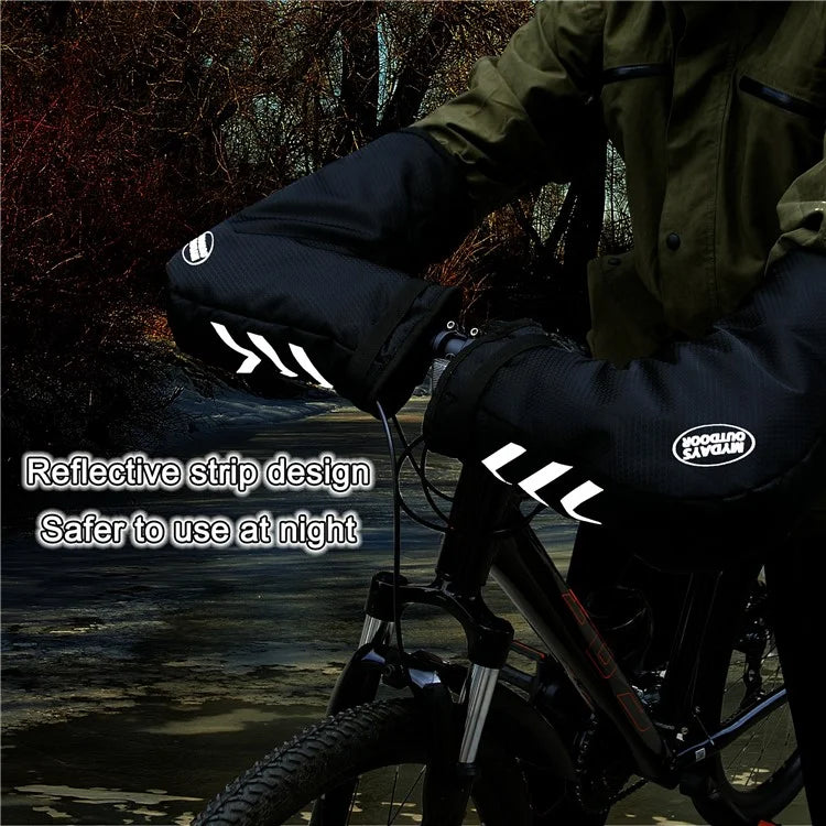 MYDAYS OUTDOOR 848201 Reflective Bike Handlebar Cover 420D Oxford Cloth Warm Handlebar Sleeve, 60x16x22cm