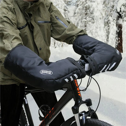 MYDAYS OUTDOOR 848201 Reflective Bike Handlebar Cover 420D Oxford Cloth Warm Handlebar Sleeve, 60x16x22cm