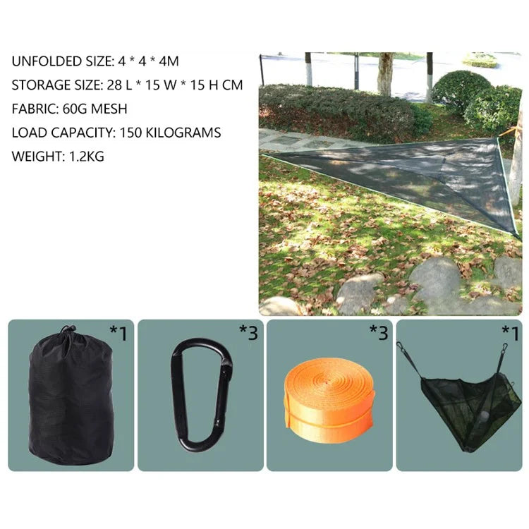 Triangle Camping Hammock Support 150kg Bearing Capacity, Unfolded Size: 4x4x4m