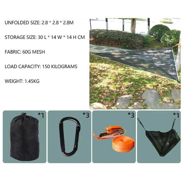 Triangle Camping Hammock Support 150kg Bearing Capacity, Unfolded Size: 2.8x2.8x2.8m