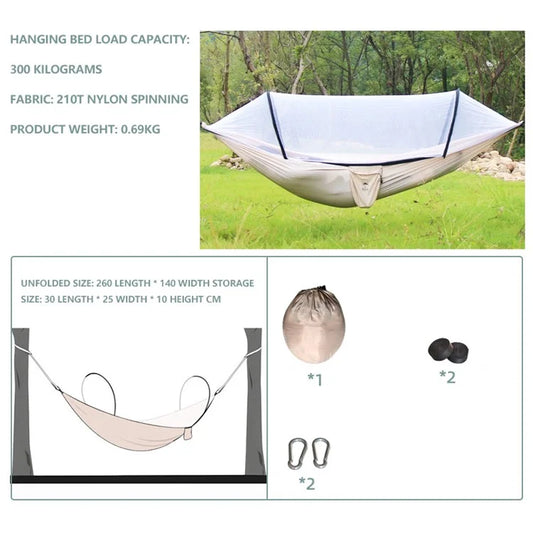 Camping Hammock Mosquito Net Hanging Bed for 2 People, Unfolded Size: 260x140cm